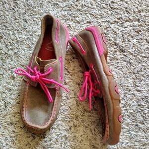 Twisted X Lace Up Driving Loafers Sneakers Breast Cancer Awareness Sz 7,5